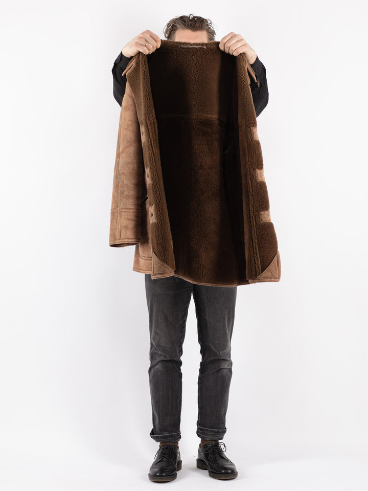 Vintage 70's Men Sheepskin Coat in BrownZ220