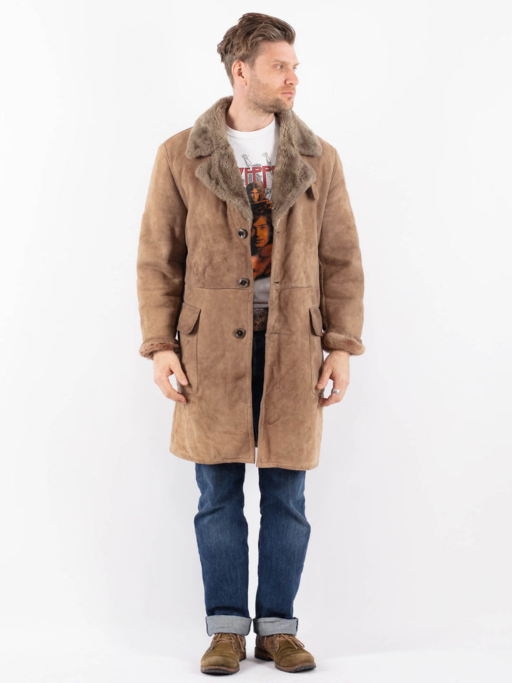 Vintage 70's Men Sheepskin Coat in BeigeZ1555