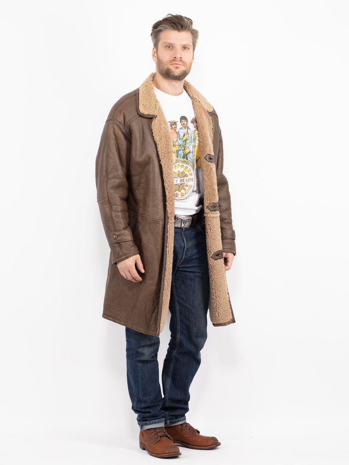 Vintage 70's Men Sheepskin Coat in BrownZ2734