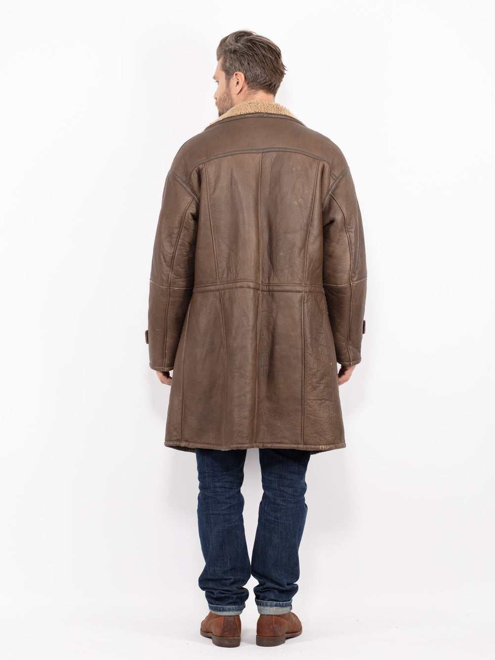 Vintage 70's Men Sheepskin Coat in BrownZ2734