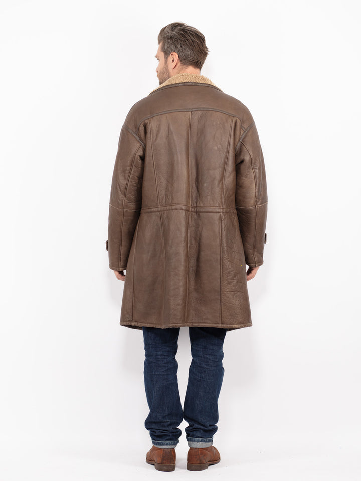 Vintage 70's Men Sheepskin Coat in BrownZ2734