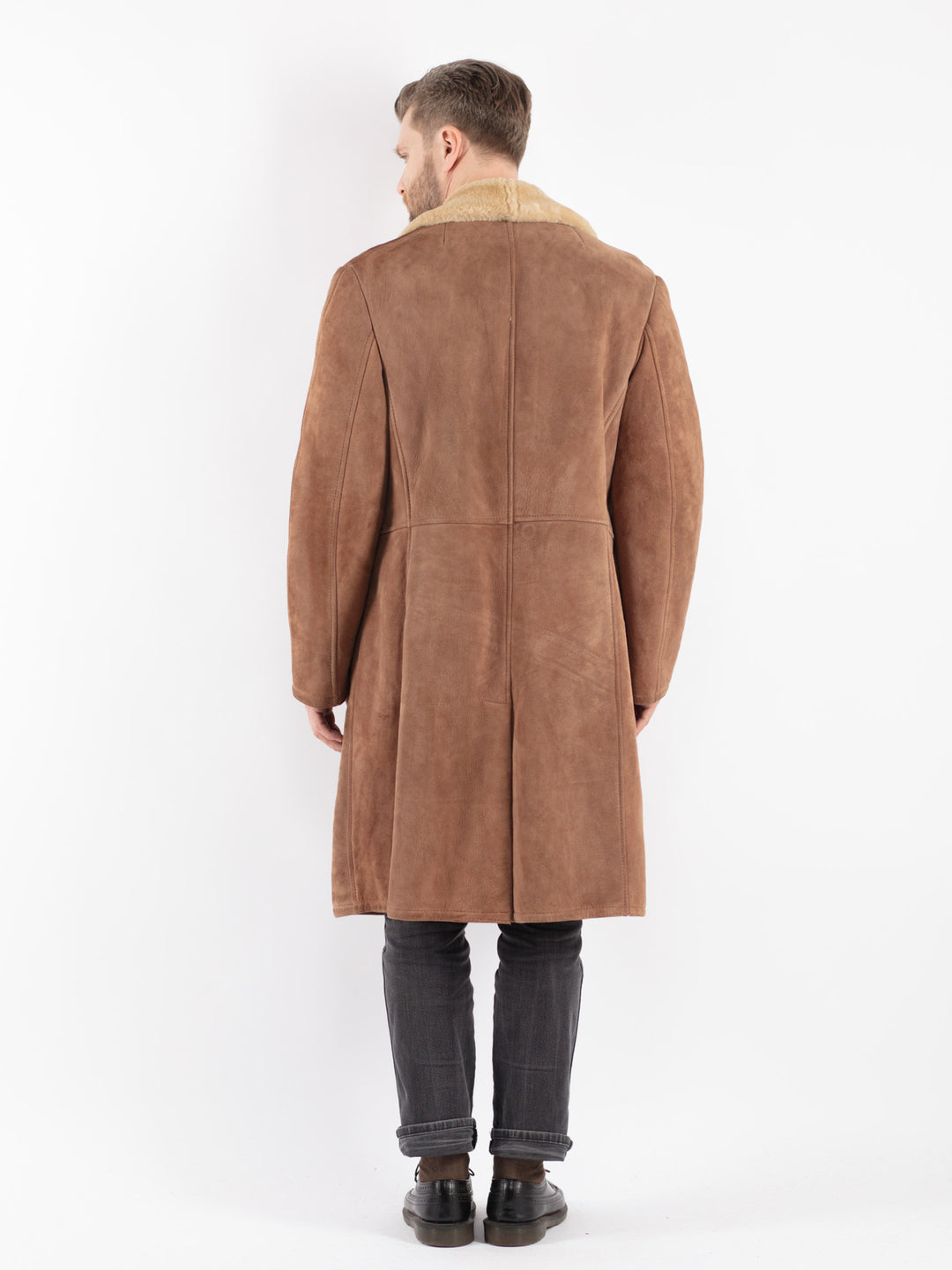 Vintage 70's Men Sheepskin Coat in Brown