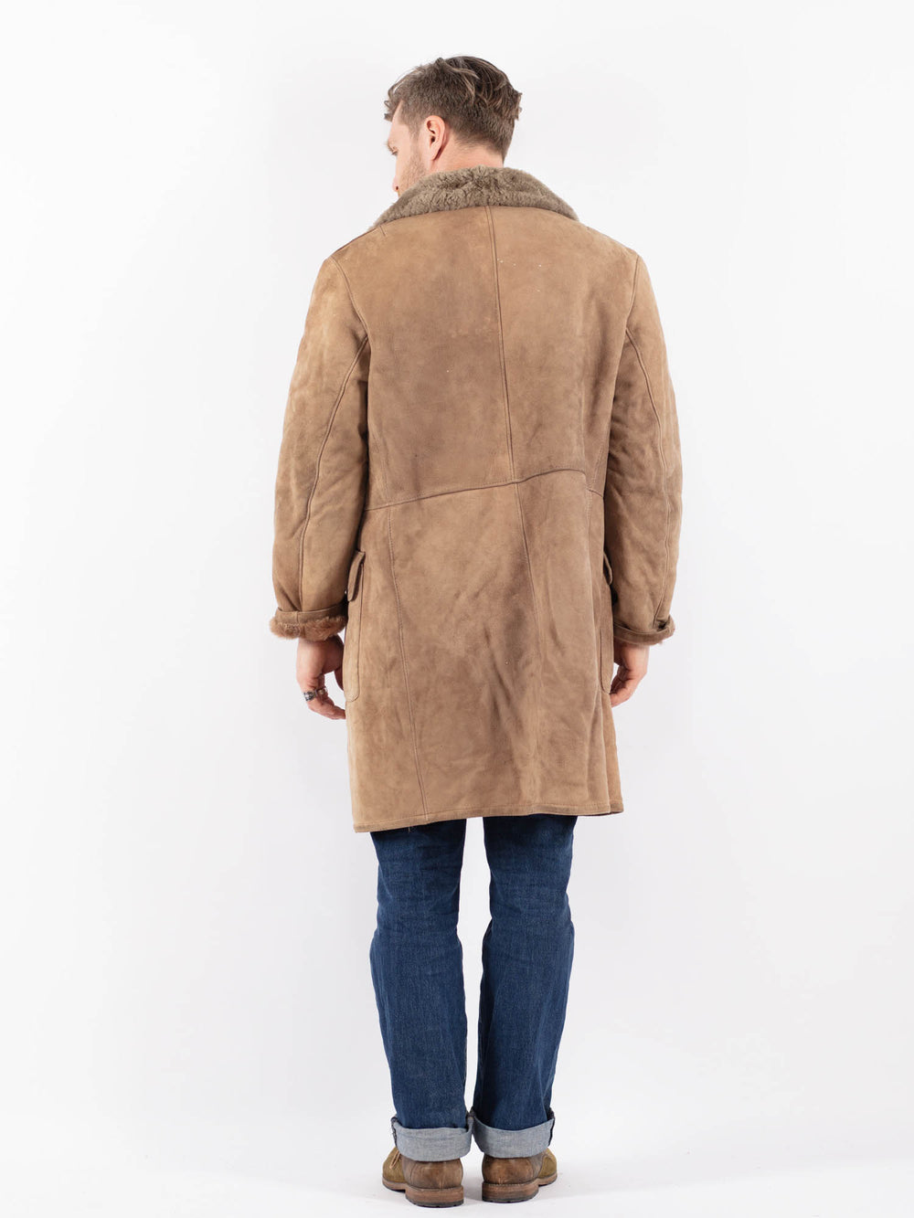 Vintage 70's Men Sheepskin Coat in BeigeZ1555