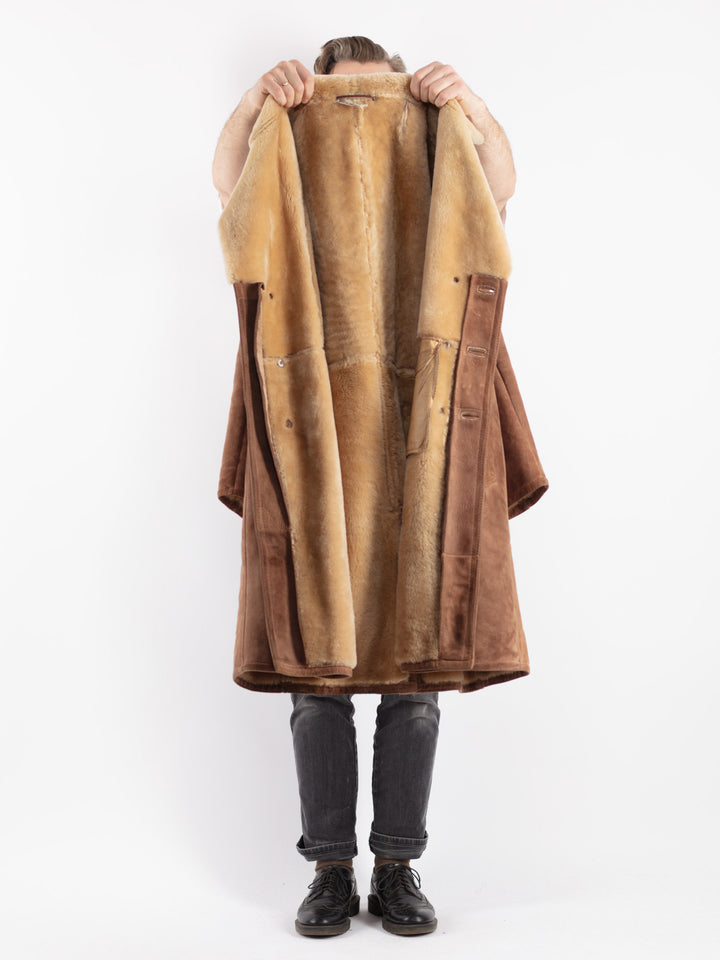 Vintage 70's Men Sheepskin Coat in Brown