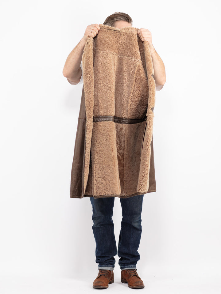 Vintage 70's Men Sheepskin Coat in BrownZ2734