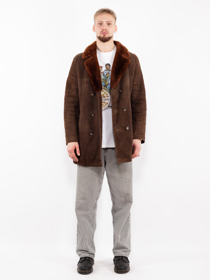 Vintage 70's Men Sheepskin Coat in Brown