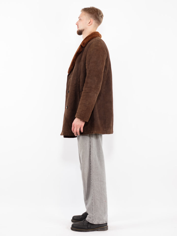 Vintage 70's Men Sheepskin Coat in Brown