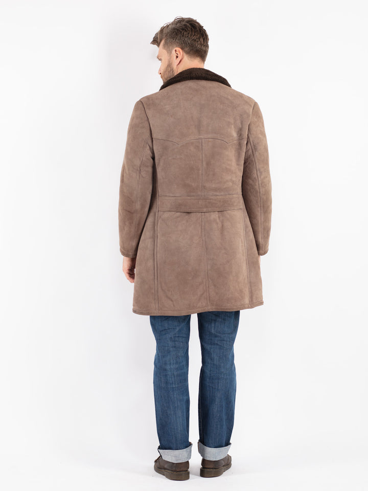 Vintage 70's Men Sheepskin Coat in Beige