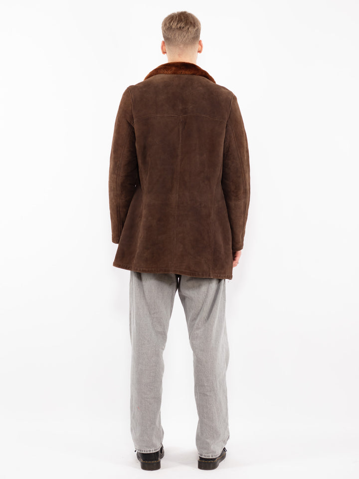 Vintage 70's Men Sheepskin Coat in Brown