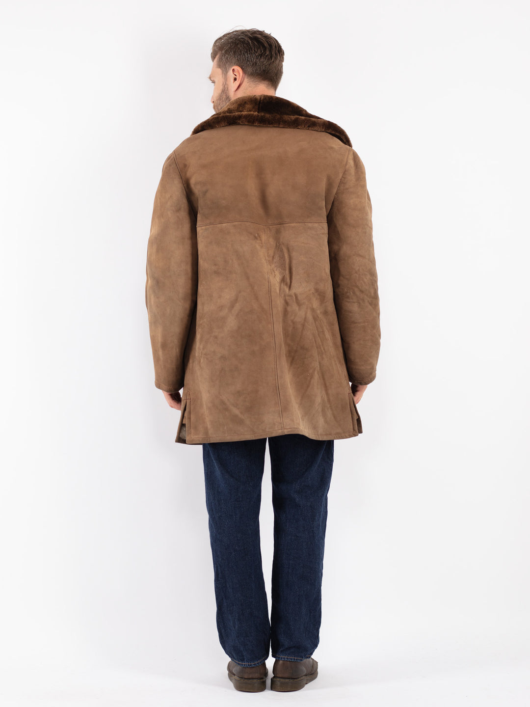 Vintage 70's Men Sheepskin Coat in Beige