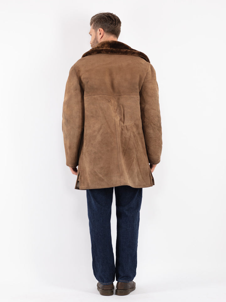 Vintage 70's Men Sheepskin Coat in Beige
