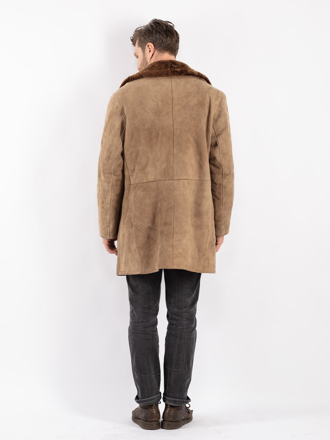 Vintage 70's Men Sheepskin Coat in Beige
