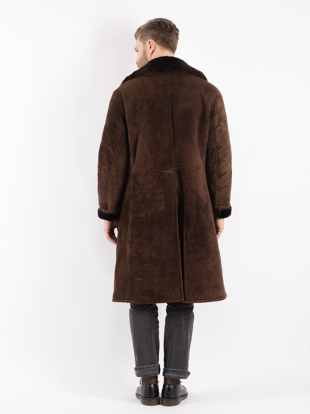Vintage 70's Men Sheepskin Coat in Brown