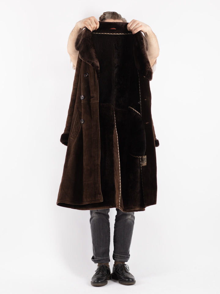 Vintage 70's Men Sheepskin Coat in Brown