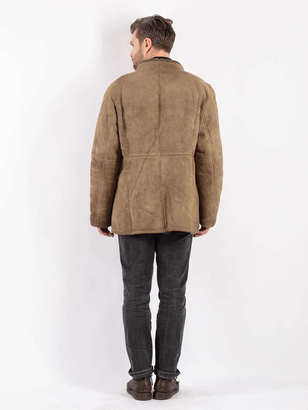 Vintage 70's Men Sheepskin Coat in Beige