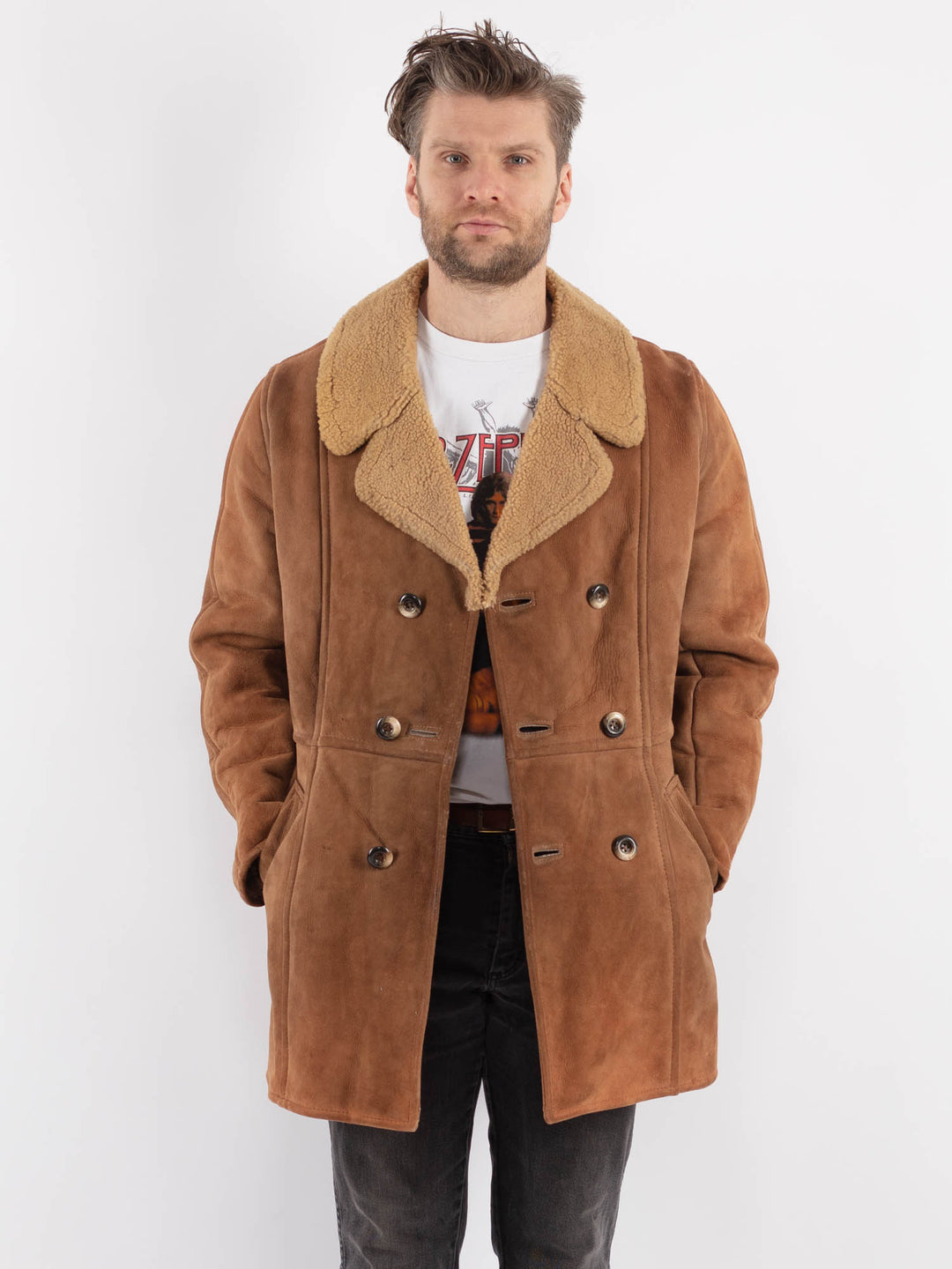 Vintage 70's Men Sheepskin in BrownZ559