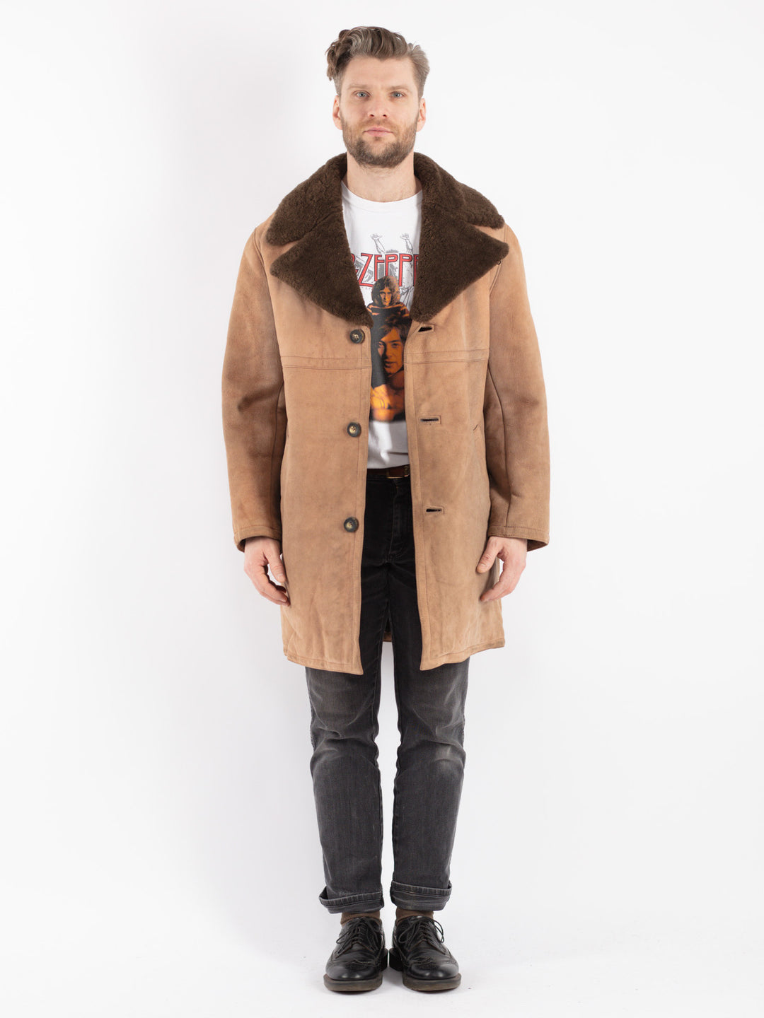 Vintage 70's Men Sheepskin in Beige