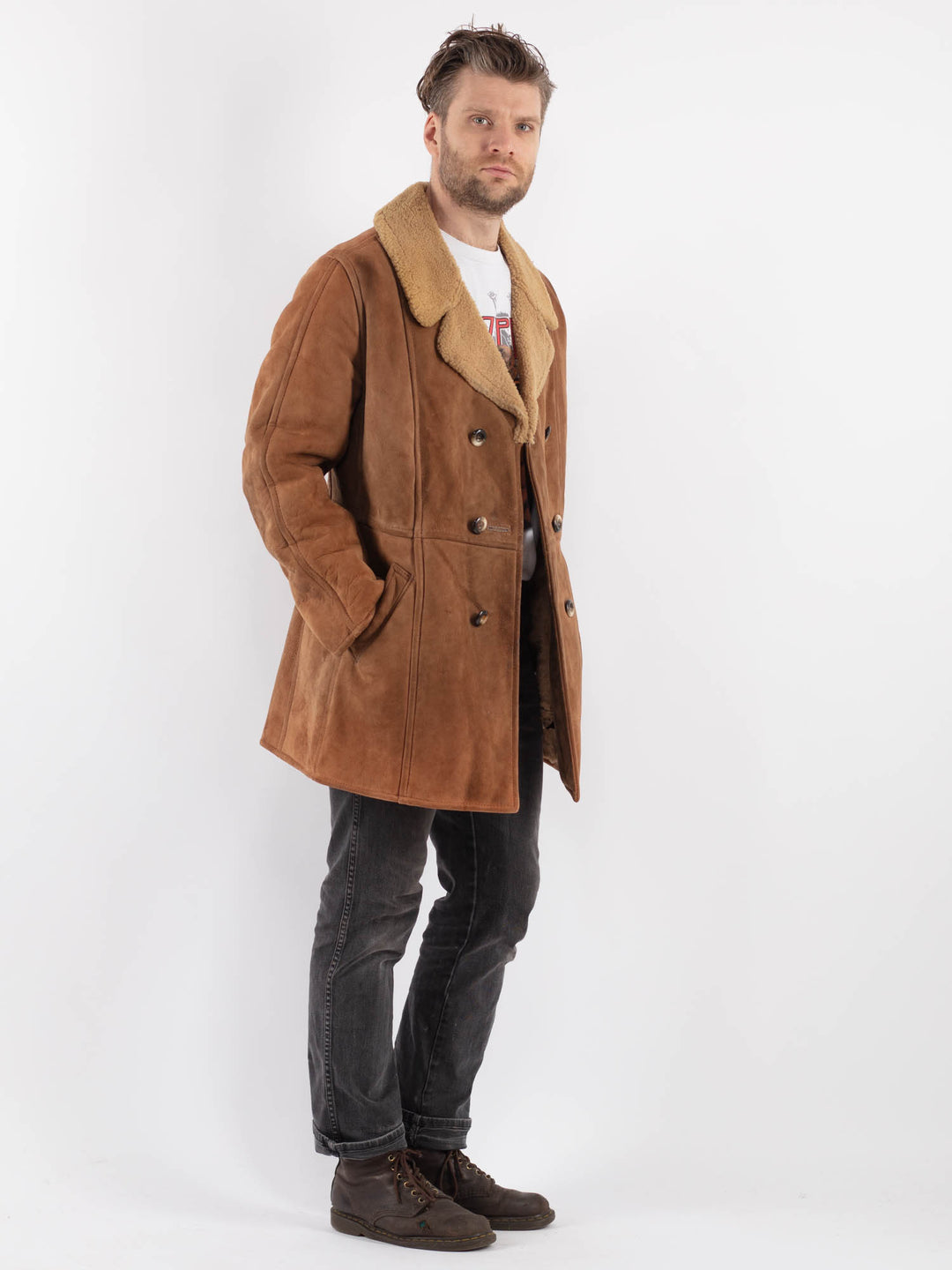 Vintage 70's Men Sheepskin in BrownZ559