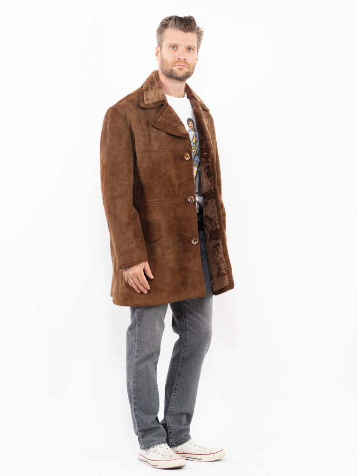 Vintage 90's Men Sheepskin Coat in BrownZ2007