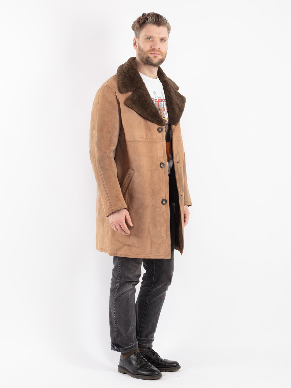 Vintage 70's Men Sheepskin in Beige