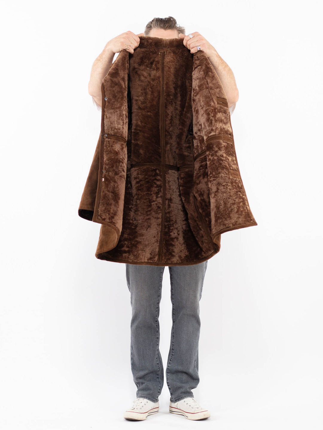Vintage 90's Men Sheepskin Coat in BrownZ2007