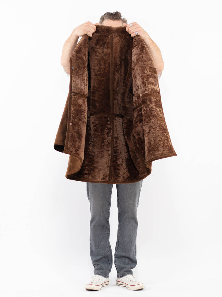 Vintage 90's Men Sheepskin Coat in BrownZ2007