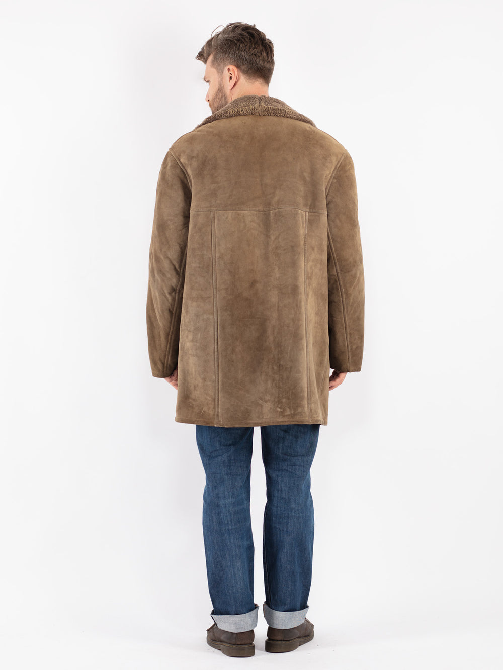 Vintage 70's Men Sheepskin Coat in Beige