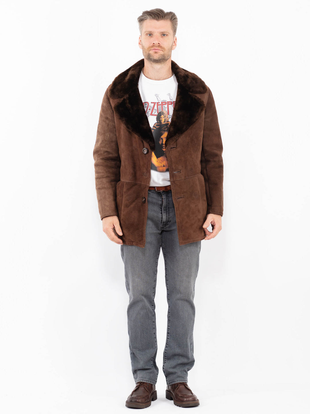 Vintage 70's Men Sheepskin Coat in BrownZ2133