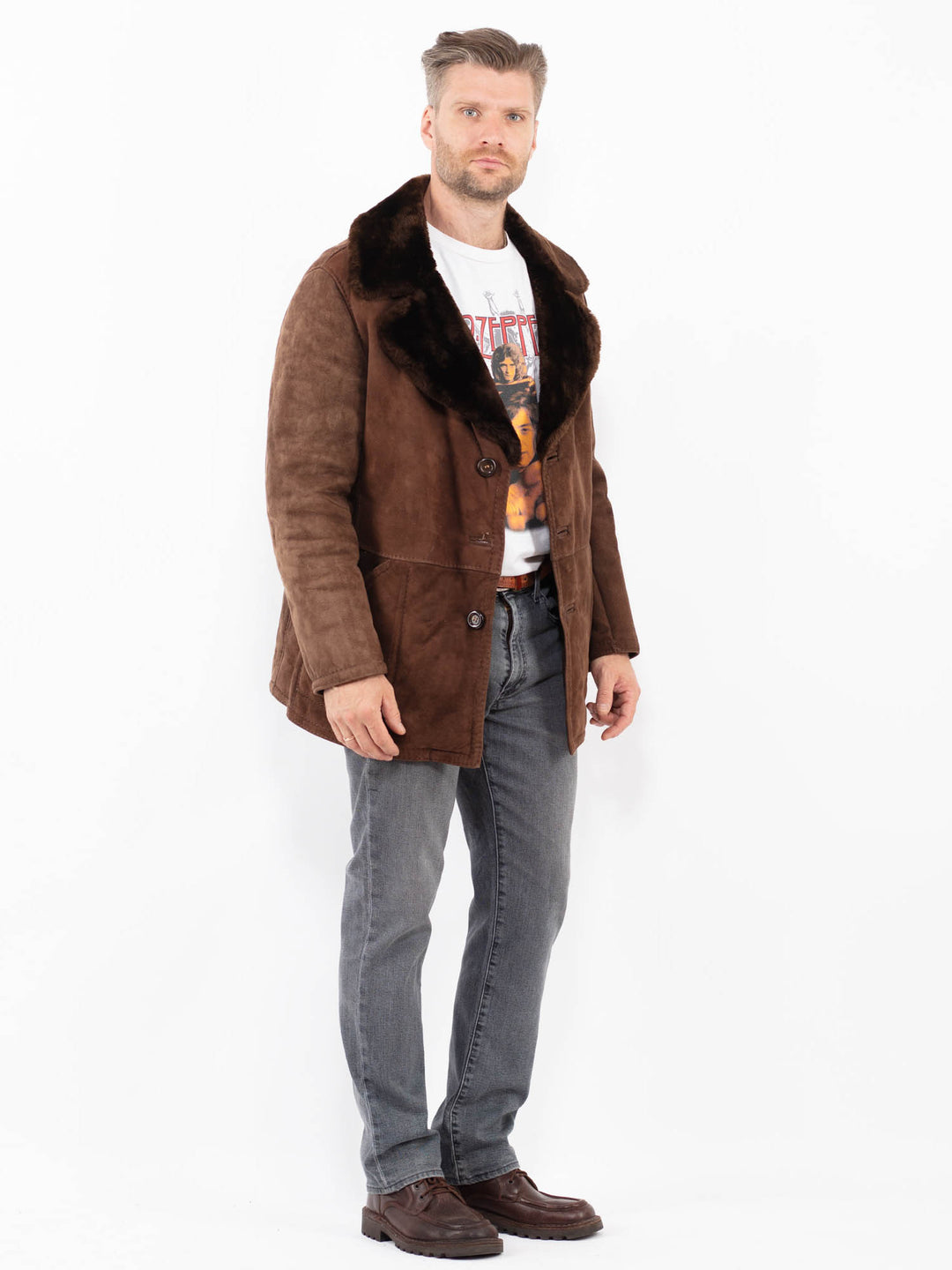 Vintage 70's Men Sheepskin Coat in BrownZ2133