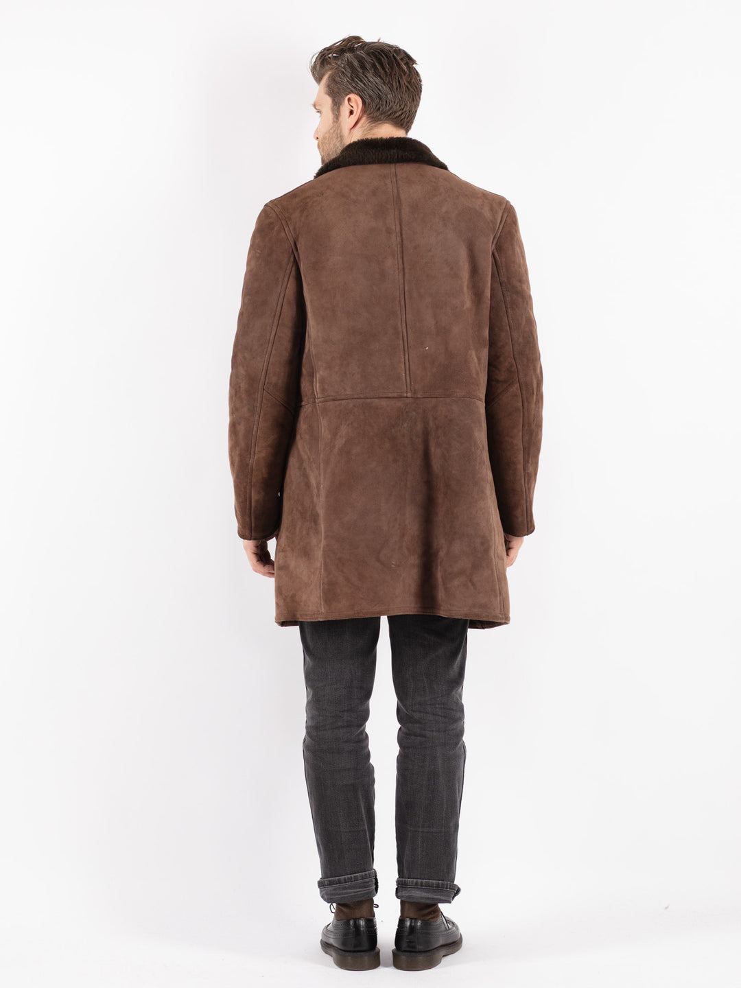 Vintage 70's Men Sheepskin Coat in Brown