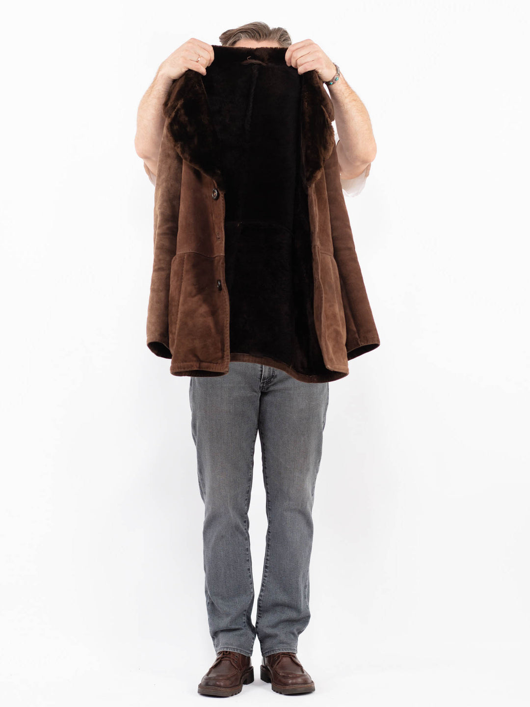 Vintage 70's Men Sheepskin Coat in BrownZ2133