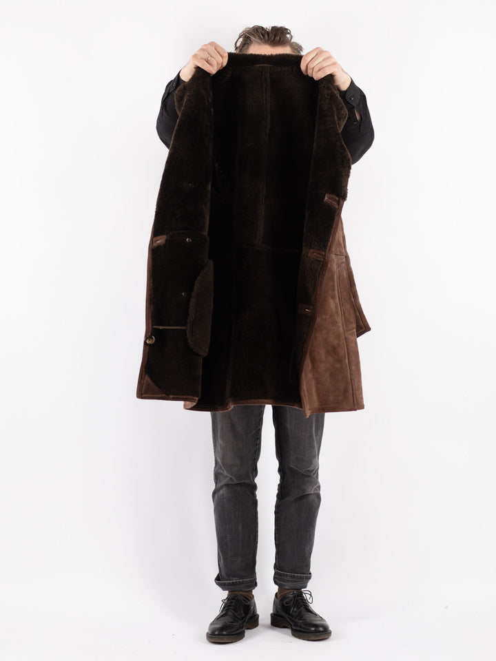 Vintage 70's Men Sheepskin Coat in Brown