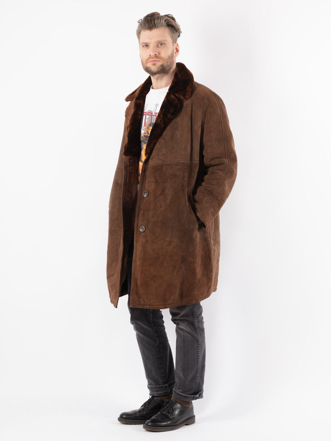 Vintage 70's Men Sheepskin in BrownZ349