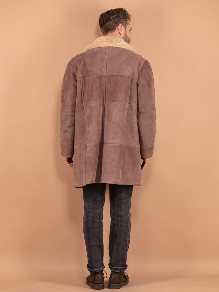 Vintage 70's Men Sheepskin Coat in Brown
