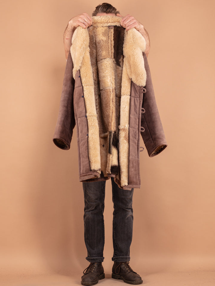 Vintage 70's Men Sheepskin Coat in Brown