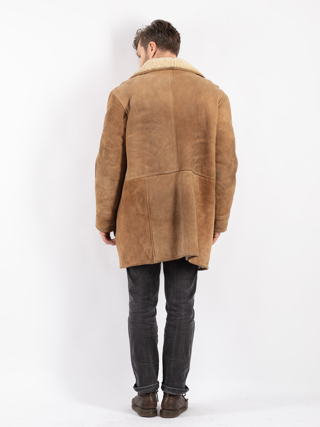 Vintage 70's Men Sheepskin Coat in Beige
