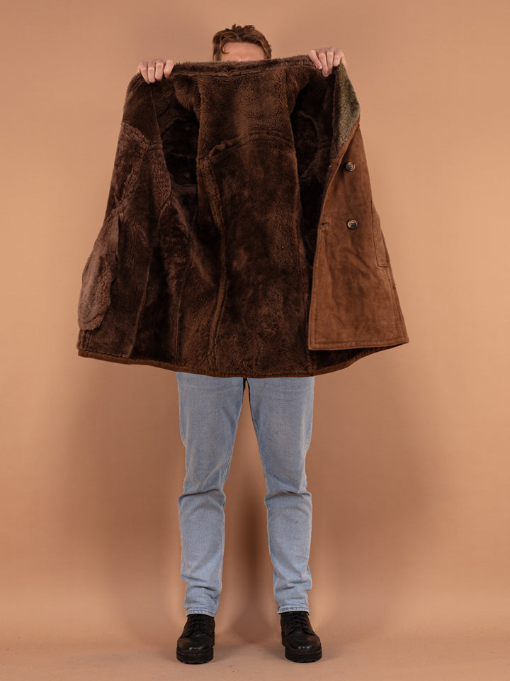 Vintage 70's Men Sheepskin Coat in Brown