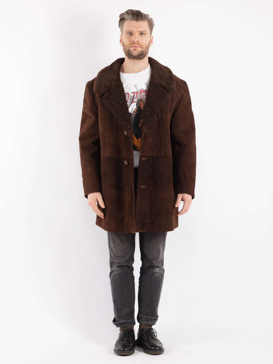 Vintage 70's Men Sheepskin Coat in BrownZ350