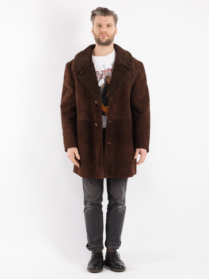 Vintage 70's Men Sheepskin Coat in BrownZ350