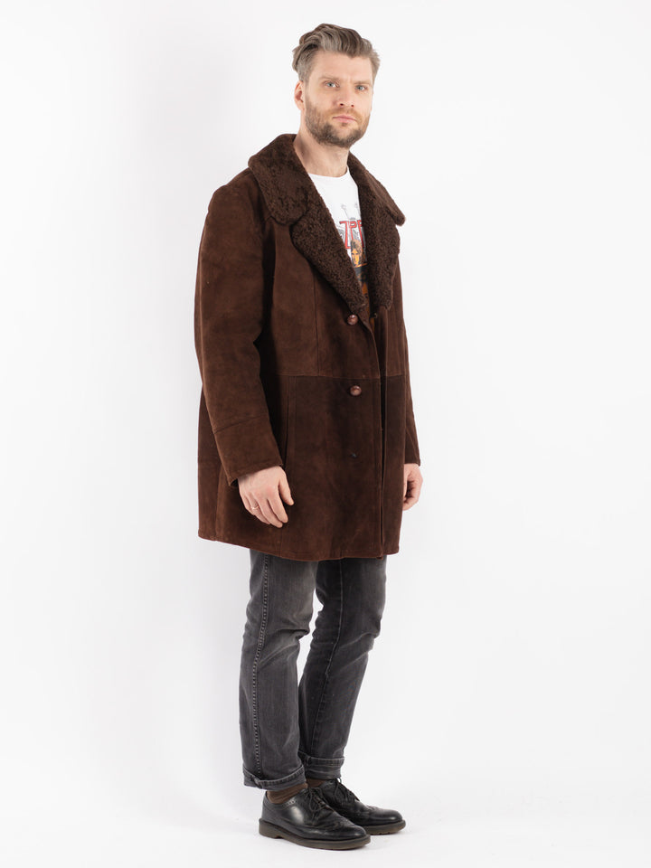 Vintage 70's Men Sheepskin Coat in BrownZ350