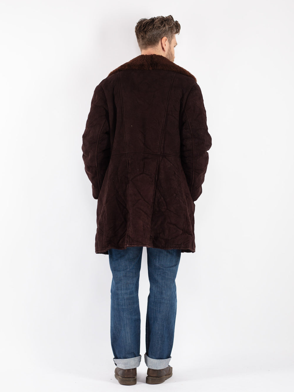 Vintage 70's Men Sheepskin Coat in Brown