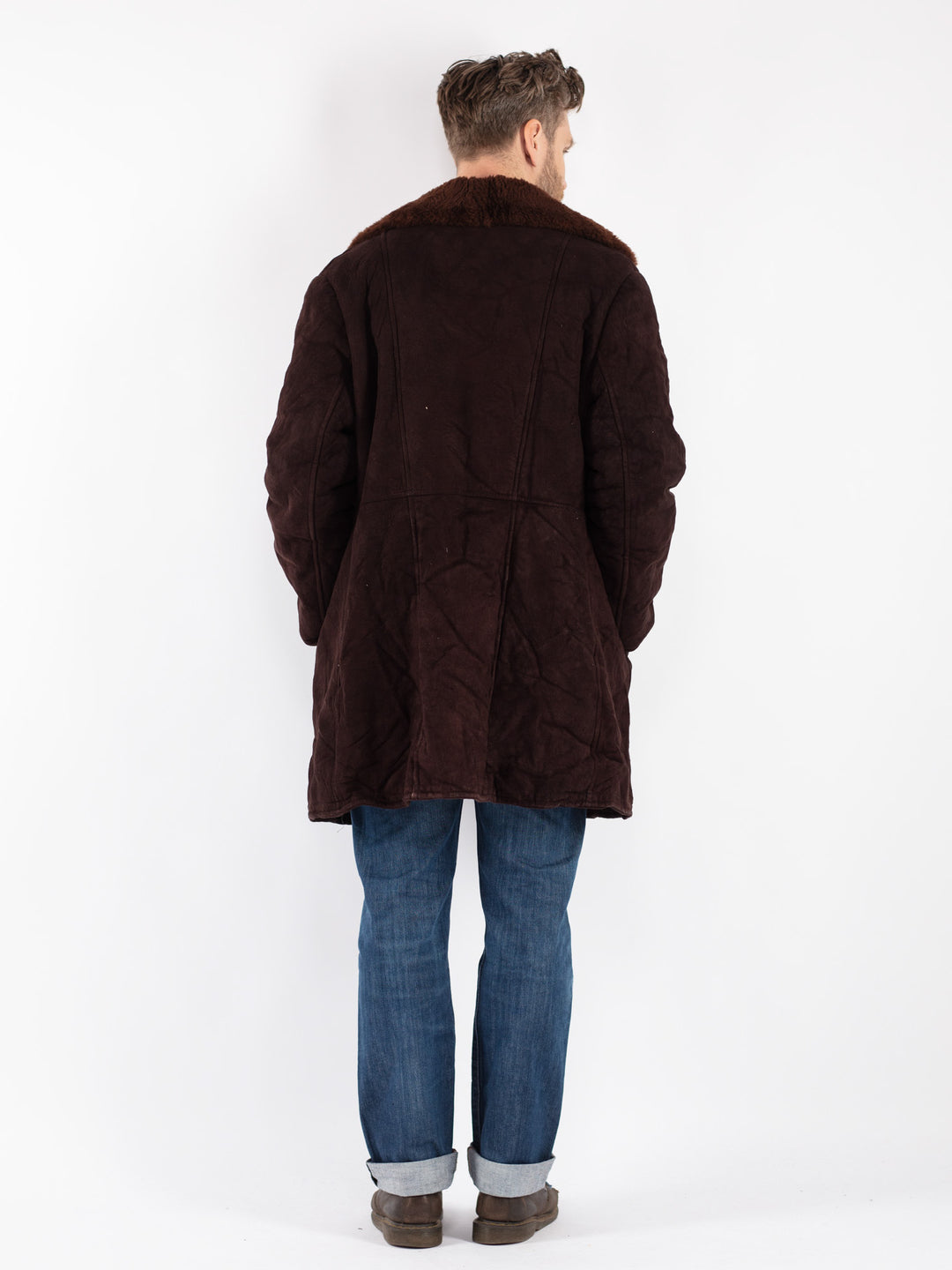 Vintage 70's Men Sheepskin Coat in Brown