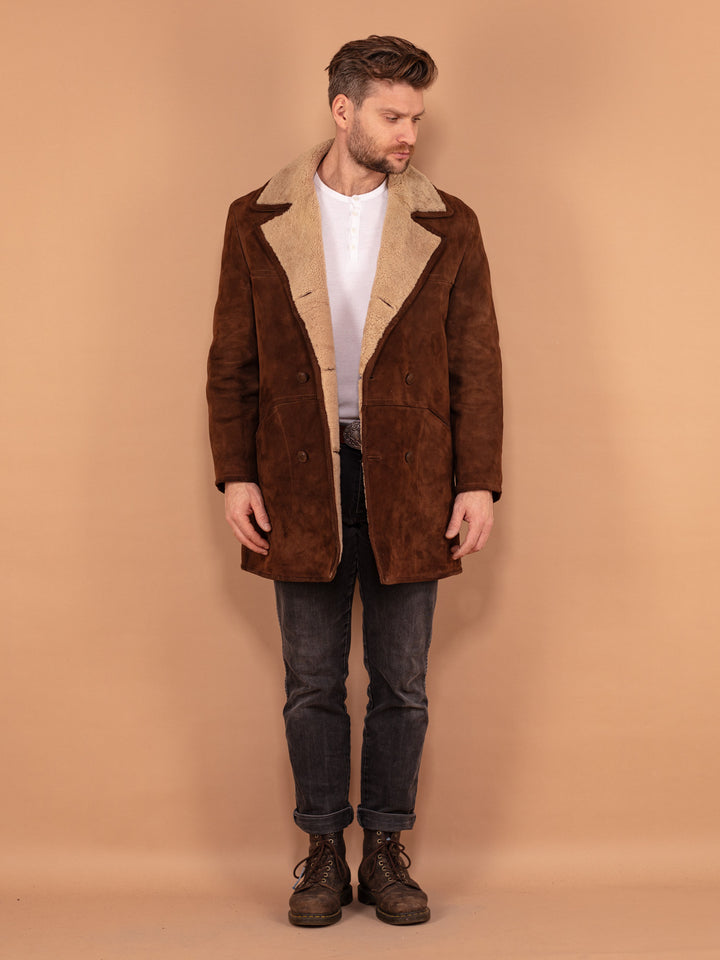 Vintage 70's Men Sheepskin Coat in Brown