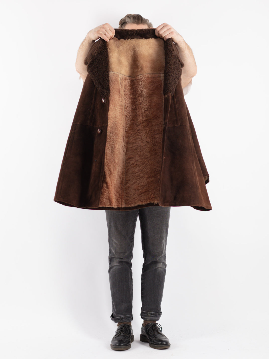 Vintage 70's Men Sheepskin Coat in BrownZ350