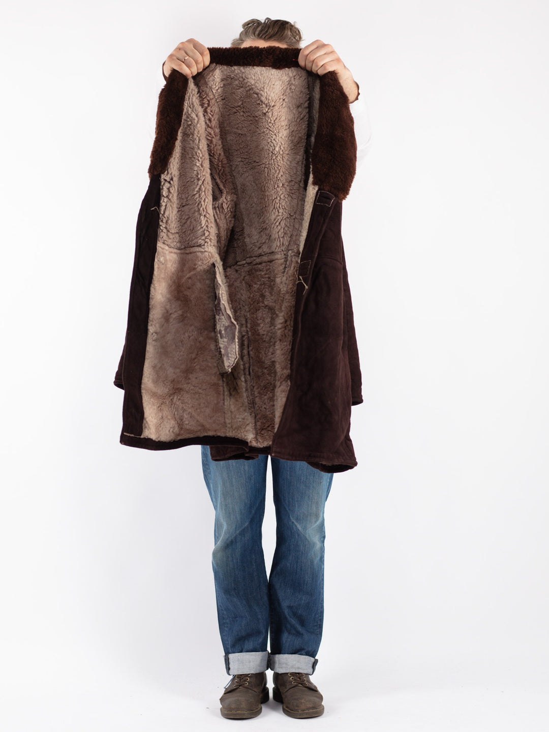 Vintage 70's Men Sheepskin Coat in Brown
