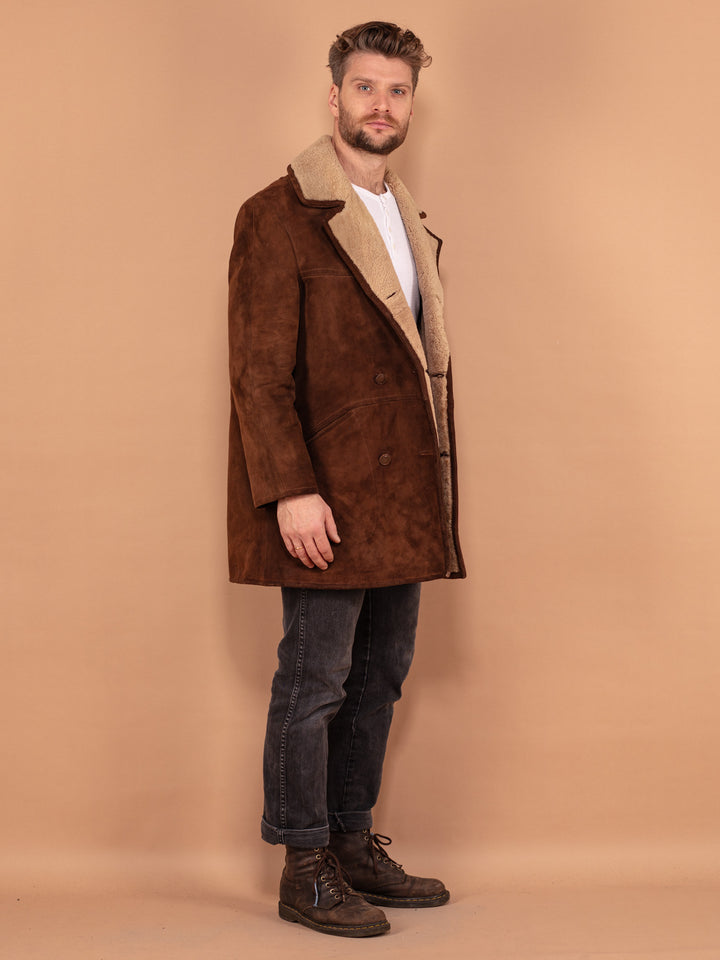 Vintage 70's Men Sheepskin Coat in Brown