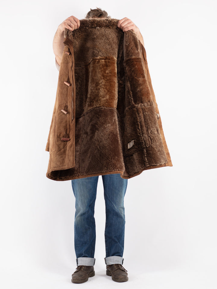 Vintage 70's Men Sheepskin Coat in Beige