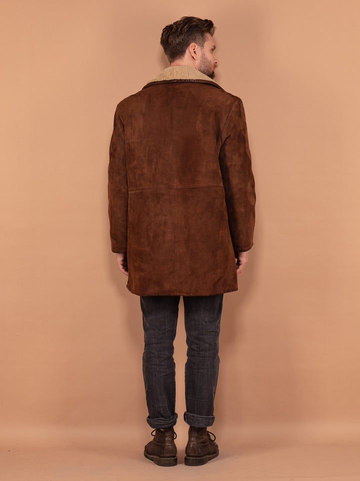 Vintage 70's Men Sheepskin Coat in Brown