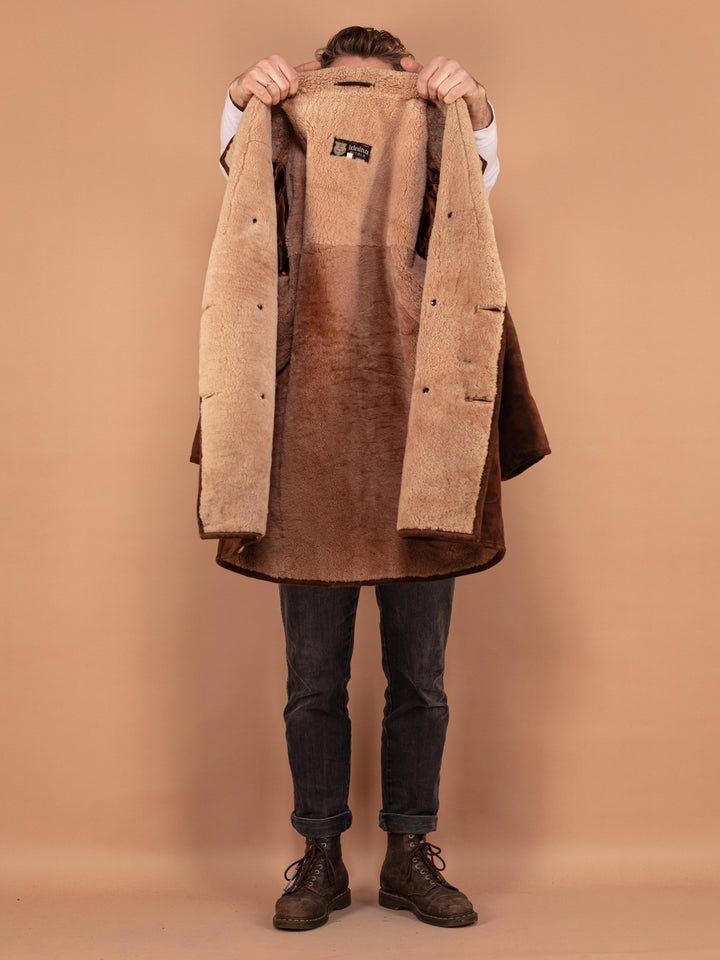 Vintage 70's Men Sheepskin Coat in Brown