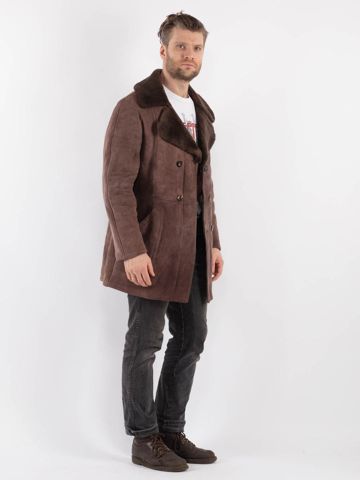 Vintage 70's Men Sheepskin Coat in BrownZ562